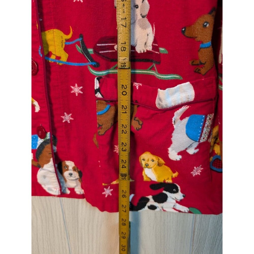 Nick & Nora Medium Christmas Winter Puppies Dogs Snow Shoes Pajama Top Only - Picture 7 of 7